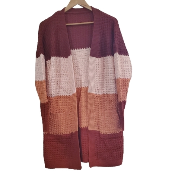 NWOT Color Block Open Knit Cardigan Size Small - Picture 1 of 7